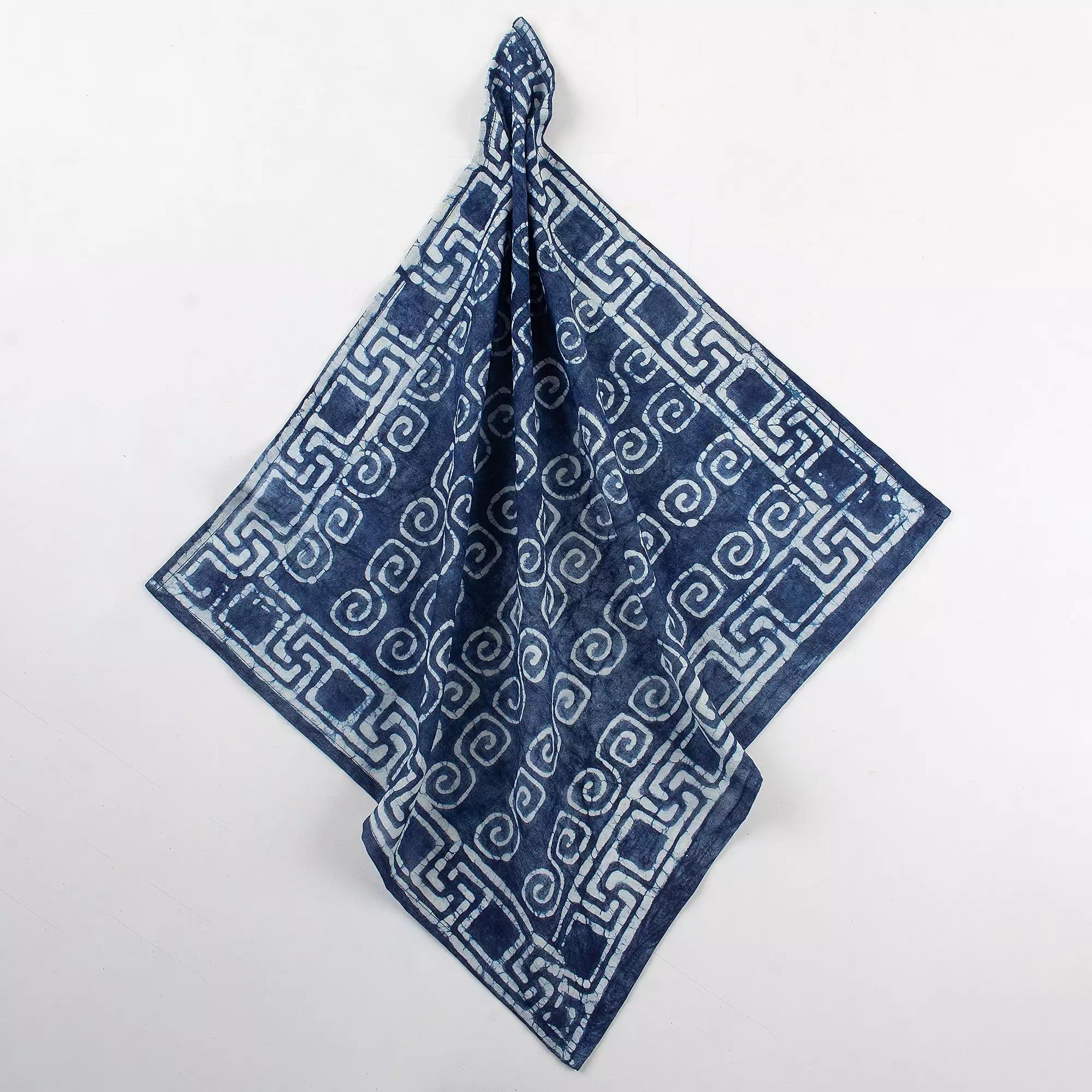 Indigo Blue Hand Block Print Cotton Neck Bandana for Men 589